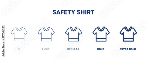 safety shirt icon. Thin, light, regular, bold, black safety shirt icon set from fashion and things  collection. Editable safety shirt symbol can be used web and mobile photo