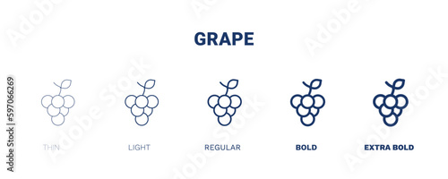 grape icon. Thin, light, regular, bold, black grape icon set from vegetables and fruits collection. Editable grape symbol can be used web and mobile