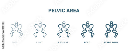 pelvic area icon. Thin, light, regular, bold, black pelvic area icon set from medical and healthcare collection. Editable pelvic area symbol can be used web and mobile