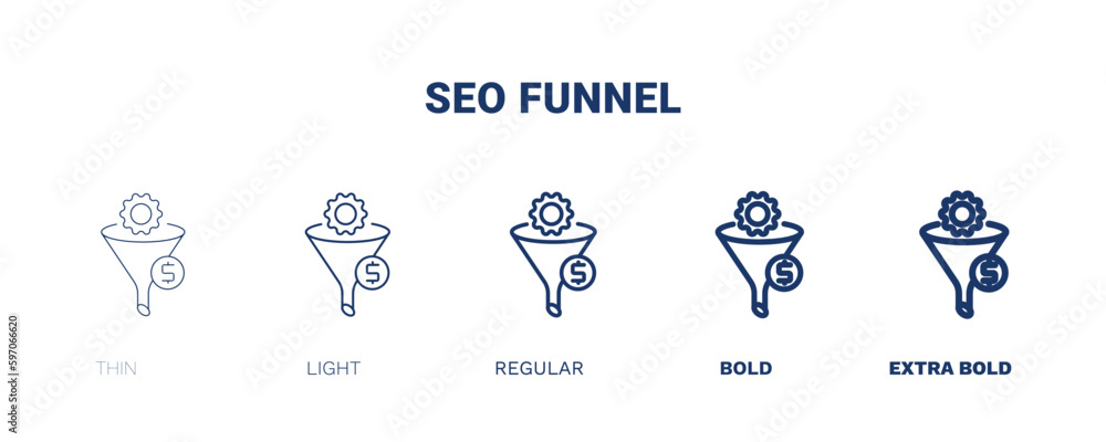 seo funnel icon. Thin, light, regular, bold, black seo funnel icon set from information technology collection. Editable seo funnel symbol can be used web and mobile seo funnel icon. Thin, light, regular, bold, black seo funnel icon set from information technology collection. Editable seo funnel symbol can be used web and mobile