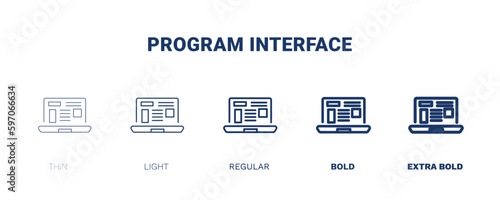 program interface icon. Thin, light, regular, bold, black program interface icon set from information technology collection. Editable program interface symbol can be used web and mobile