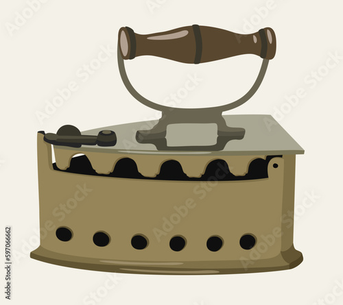 Vector illustration of vintage cast iron isolated on light background.