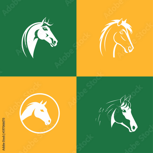 Animal icon-illustration set. Vector graphics silhouette  horses