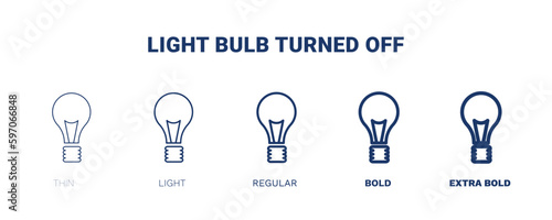 light bulb turned off icon. Thin, light, regular, bold, black light bulb turned off icon set from technology collection. Editable light bulb turned off symbol can be used web and mobile