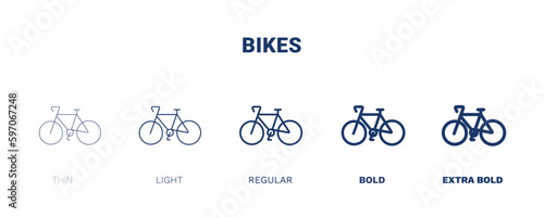 bikes icon. Thin, light, regular, bold, black bikes icon set from transportation collection. Editable bikes symbol can be used web and mobile
