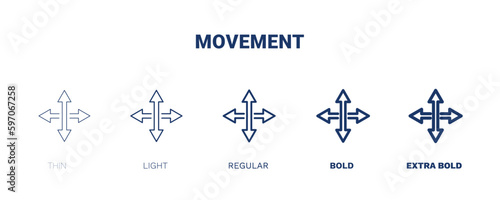 movement icon. Thin, light, regular, bold, black movement icon set from transportation collection. Editable movement symbol can be used web and mobile