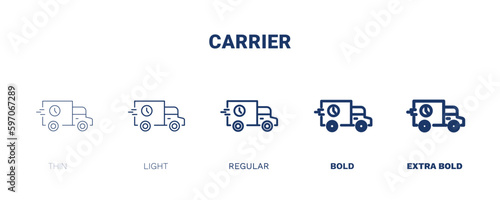 carrier icon. Thin, light, regular, bold, black carrier icon set from transportation collection. Editable carrier symbol can be used web and mobile