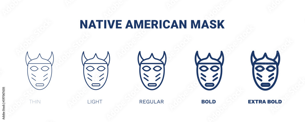 native american mask icon. Thin, light, regular, bold, black native american mask icon set from culture and civilization collection. Editable native american mask symbol can be used web and mobile