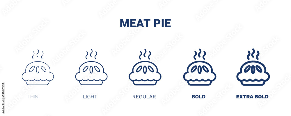 meat pie icon. Thin, light, regular, bold, black meat pie icon set from culture and civilization collection. Editable meat pie symbol can be used web and mobile
