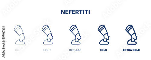 nefertiti icon. Thin, light, regular, bold, black nefertiti icon set from culture and civilization collection. Editable nefertiti symbol can be used web and mobile