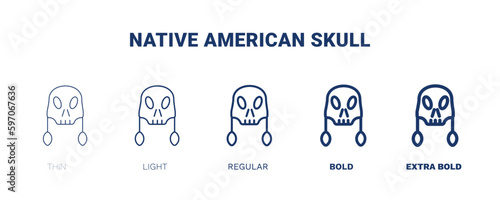 native american skull icon. Thin, light, regular, bold, black native american skull icon set from culture and civilization collection. Editable native american skull symbol can be used web and mobile
