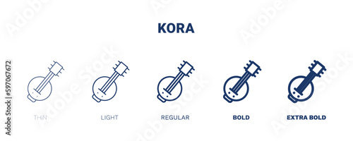 kora icon. Thin, light, regular, bold, black kora icon set from culture and civilization collection. Editable kora symbol can be used web and mobile
