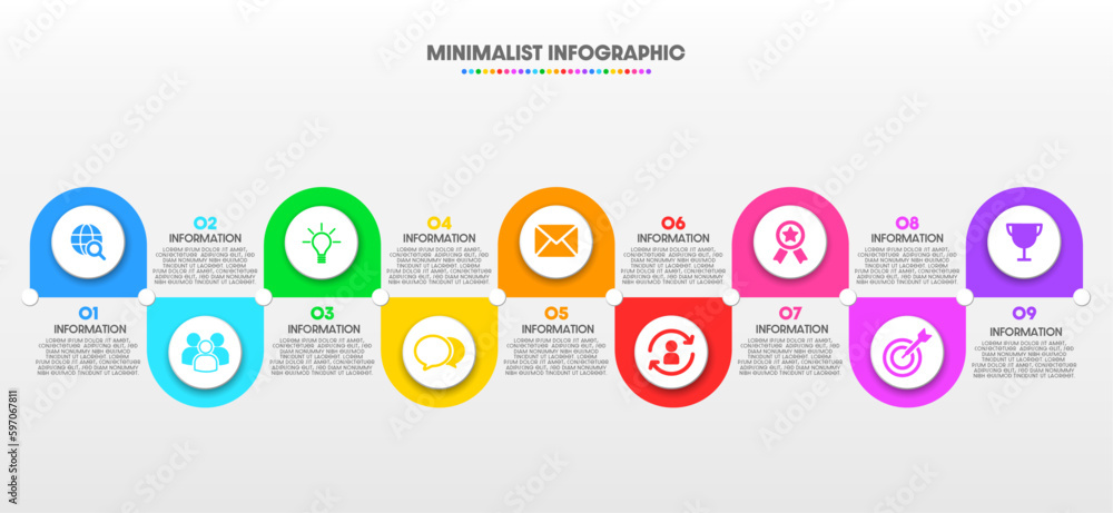 Business concept with infographic design 9 options. Business concept with infographic design 9 options.
