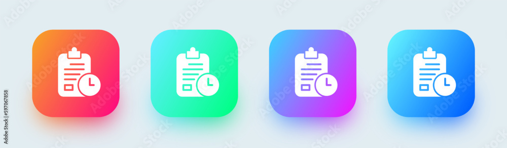 Clipboard solid icon in square gradient colors. Paste signs vector illustration. Clipboard solid icon in square gradient colors. Paste signs vector illustration.