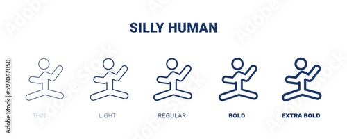 silly human icon. Thin, light, regular, bold, black silly human icon set from feeling and reaction collection. Editable silly human symbol can be used web and mobile