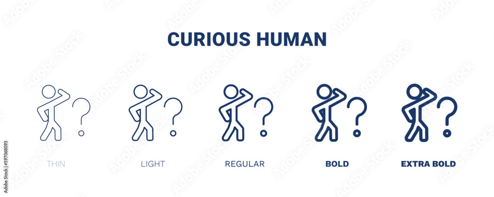 curious human icon. Thin, light, regular, bold, black curious human icon set from feeling and reaction collection. Editable curious human symbol can be used web and mobile