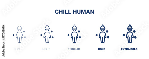 chill human icon. Thin, light, regular, bold, black chill human icon set from feeling and reaction collection. Editable chill human symbol can be used web and mobile