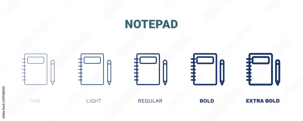 notepad icon. Thin, light, regular, bold, black notepad icon set from medical collection. Editable notepad symbol can be used web and mobile