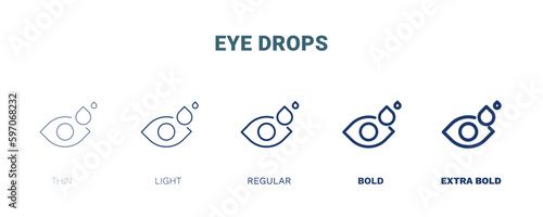eye drops icon. Thin, light, regular, bold, black eye drops icon set from medical collection. Editable eye drops symbol can be used web and mobile