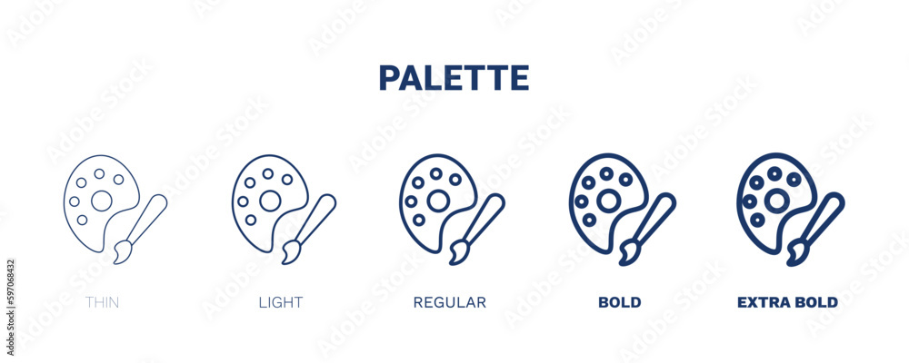 palette icon. Thin, light, regular, bold, black palette icon set from museum and exhibition collection. Editable palette symbol can be used web and mobile