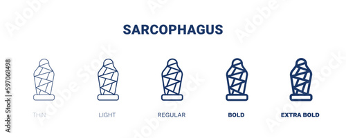 sarcophagus icon. Thin, light, regular, bold, black sarcophagus icon set from museum and exhibition collection. Editable sarcophagus symbol can be used web and mobile