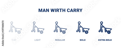 man wirth carry icon. Thin, light, regular, bold, black man wirth carry icon set from behavior and action collection. Editable man wirth carry symbol can be used web and mobile