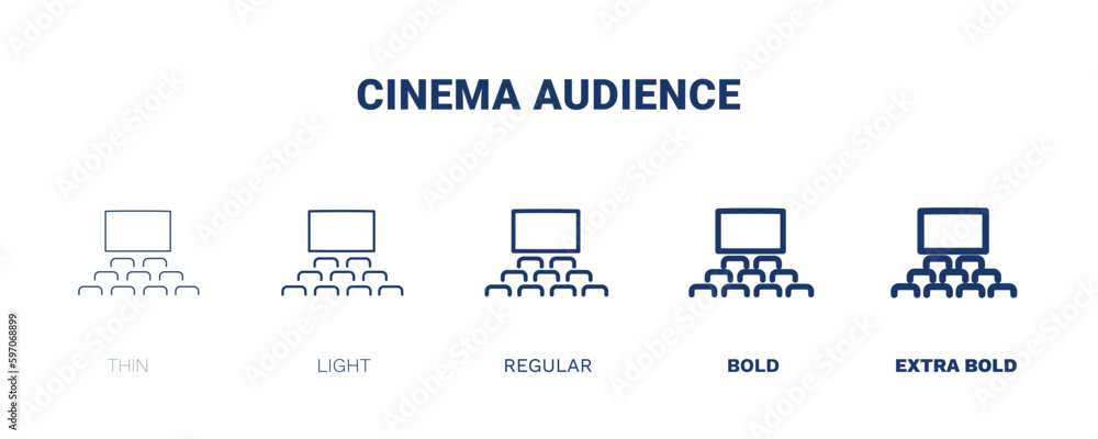 cinema audience icon. Thin, light, regular, bold, black cinema audience icon set from cinema and theater collection. Editable cinema audience symbol can be used web and mobile cinema audience icon. Thin, light, regular, bold, black cinema audience icon set from cinema and theater collection. Editable cinema audience symbol can be used web and mobile