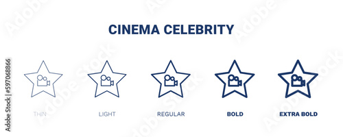 cinema celebrity icon. Thin, light, regular, bold, black cinema celebrity icon set from cinema and theater collection. Editable cinema celebrity symbol can be used web and mobile