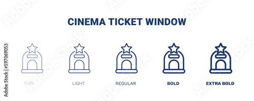 cinema ticket window icon. Thin, light, regular, bold, black cinema ticket window icon set from cinema and theater collection. Editable cinema ticket window symbol can be used web and mobile