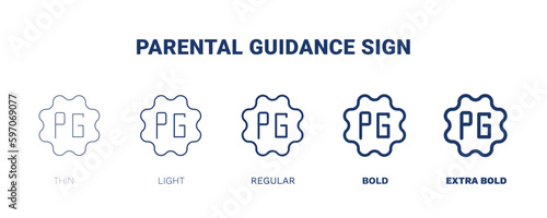 parental guidance sign icon. Thin, light, regular, bold, black parental guidance sign icon set from cinema and theater collection. Editable parental guidance sign symbol can be used web and mobile