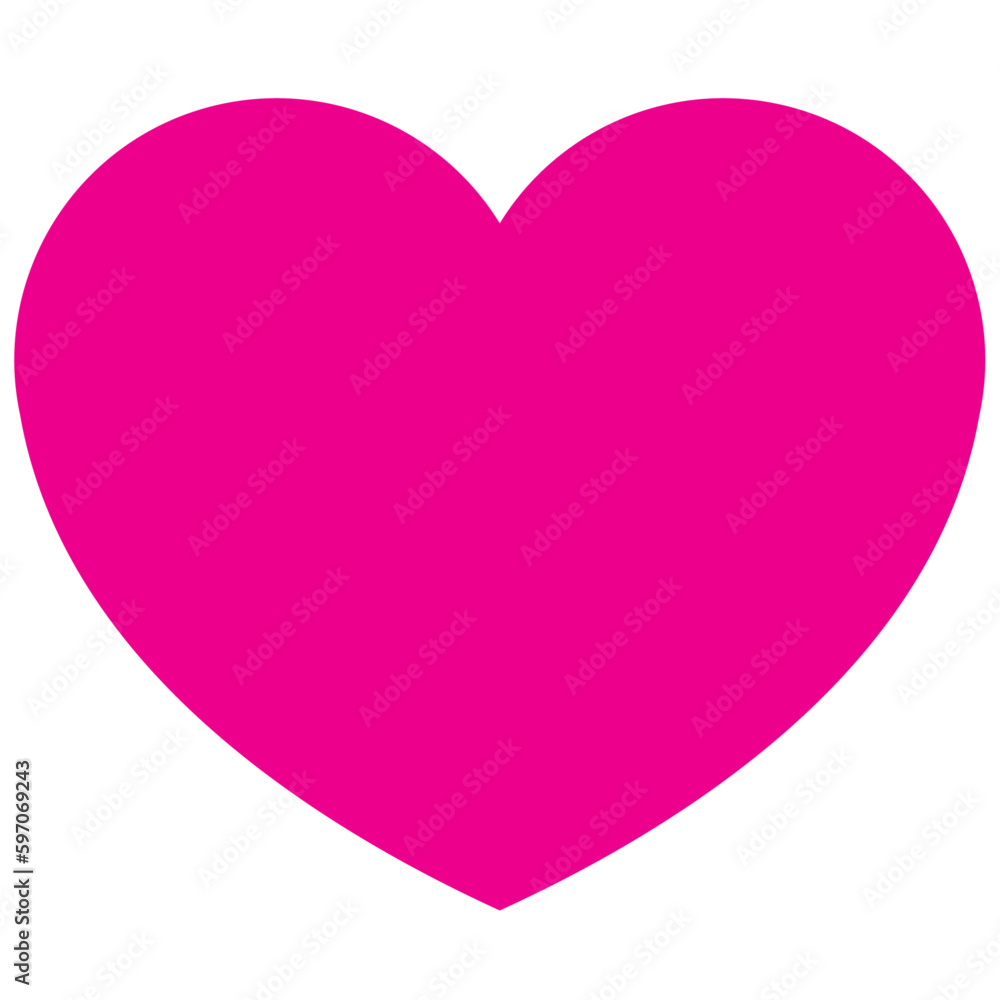 Heart icon, beautiful flat style pink color Valentine's Day symbol, perfect shape love object, health, life or happy thoughts illustration vector for game, app, UI, web, mobile. Isolated graphic.