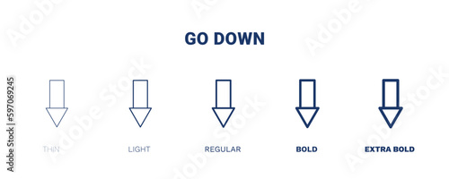 go down icon. Thin, light, regular, bold, black go down icon set from hotel and restaurant collection. Editable go down symbol can be used web and mobile