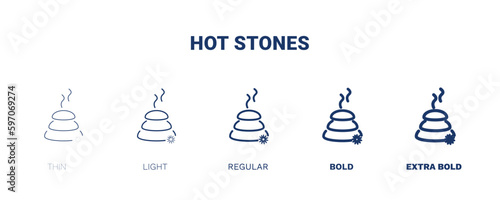 hot stones icon. Thin  light  regular  bold  black hot stones icon set from hotel and restaurant collection. Editable hot stones symbol can be used web and mobile