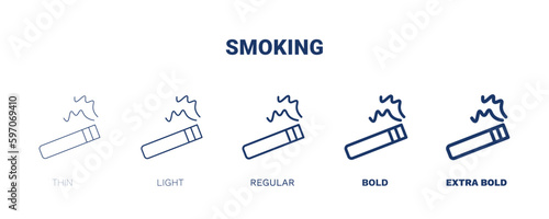 smoking icon. Thin, light, regular, bold, black smoking icon set from hotel and restaurant collection. Editable smoking symbol can be used web and mobile