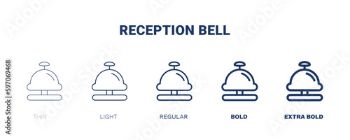 reception bell icon. Thin, light, regular, bold, black reception bell icon set from hotel and restaurant collection. Editable reception bell symbol can be used web and mobile