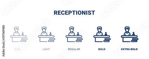 receptionist icon. Thin, light, regular, bold, black receptionist icon set from hotel and restaurant collection. Editable receptionist symbol can be used web and mobile