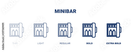 minibar icon. Thin, light, regular, bold, black minibar icon set from hotel and restaurant collection. Editable minibar symbol can be used web and mobile