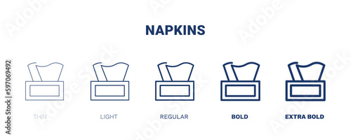 napkins icon. Thin, light, regular, bold, black napkins icon set from hotel and restaurant collection. Editable napkins symbol can be used web and mobile