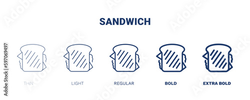 sandwich icon. Thin, light, regular, bold, black sandwich icon set from hotel and restaurant collection. Editable sandwich symbol can be used web and mobile