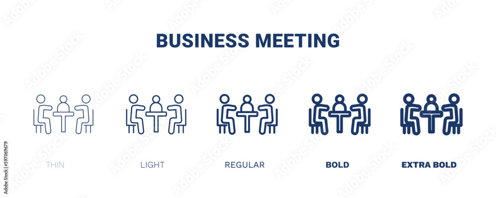 business meeting icon. Thin, light, regular, bold, black business meeting icon set from humans and behavior collection. Editable business meeting symbol can be used web and mobile business meeting icon. Thin, light, regular, bold, black business meeting icon set from humans and behavior collection. Editable business meeting symbol can be used web and mobile