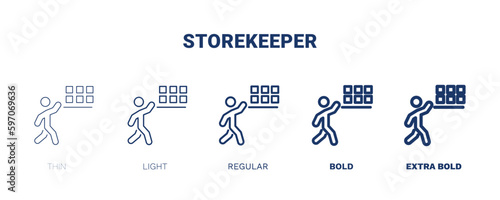 storekeeper icon. Thin, light, regular, bold, black storekeeper icon set from humans and behavior collection. Editable storekeeper symbol can be used web and mobile