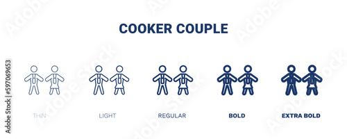 cooker couple icon. Thin, light, regular, bold, black cooker couple icon set from humans and behavior collection. Editable cooker couple symbol can be used web and mobile