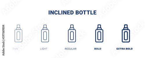 inclined bottle icon. Thin, light, regular, bold, black inclined bottle icon set from beauty and elegance collection. Editable inclined bottle symbol can be used web and mobile