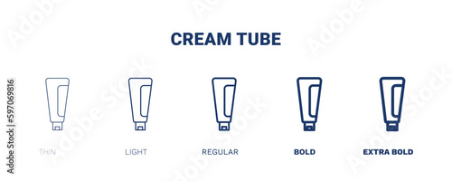 cream tube icon. Thin  light  regular  bold  black cream tube icon set from beauty and elegance collection. Editable cream tube symbol can be used web and mobile
