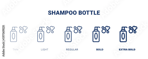 shampoo bottle icon. Thin, light, regular, bold, black shampoo bottle icon set from beauty and elegance collection. Editable shampoo bottle symbol can be used web and mobile