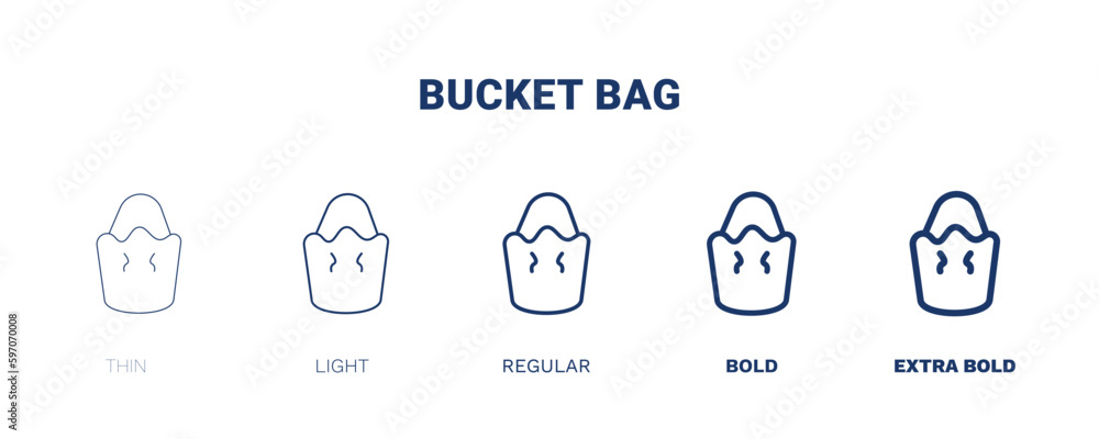 bucket bag icon. Thin, light, regular, bold, black bucket bag icon set from clothes and outfit collection. Editable bucket bag symbol can be used web and mobile bucket bag icon. Thin, light, regular, bold, black bucket bag icon set from clothes and outfit collection. Editable bucket bag symbol can be used web and mobile