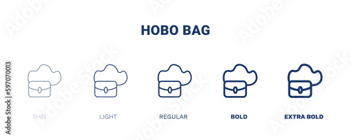 hobo bag icon. Thin, light, regular, bold, black hobo bag icon set from clothes and outfit collection. Editable hobo bag symbol can be used web and mobile
