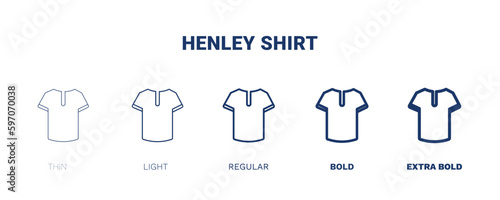 henley shirt icon. Thin, light, regular, bold, black henley shirt icon set from clothes and outfit collection. Editable henley shirt symbol can be used web and mobile