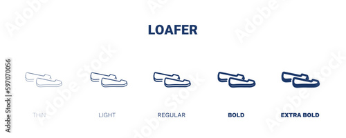 loafer icon. Thin, light, regular, bold, black loafer icon set from clothes and outfit collection. Editable loafer symbol can be used web and mobile