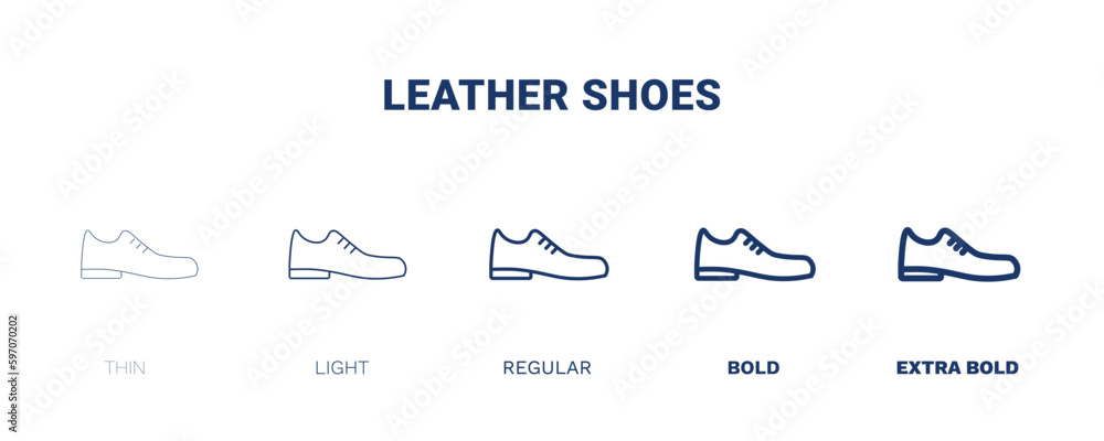 Obraz premium leather shoes icon. Thin, light, regular, bold, black leather shoes icon set from clothes and outfit collection. Editable leather shoes symbol can be used web and mobile